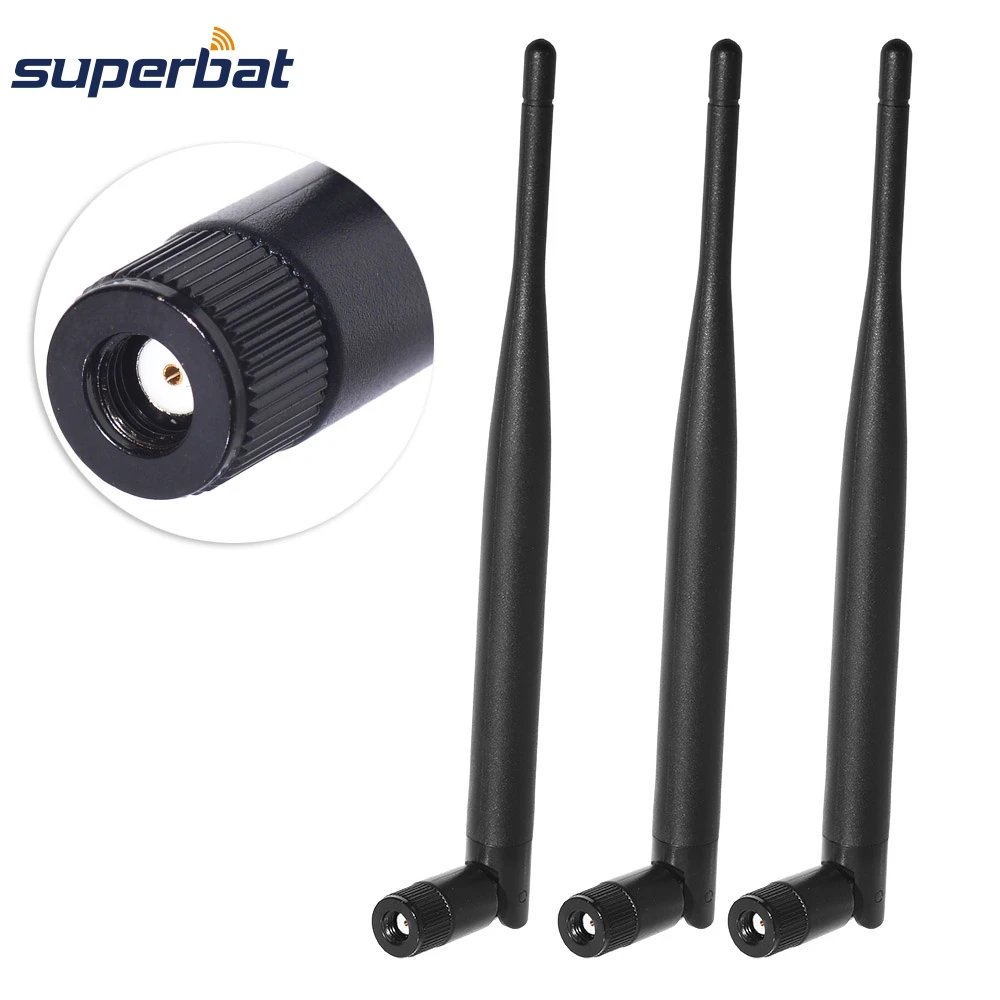 

Superbat 3PCS 6dBi 2.4GHz 5GHz Dual Band WiFi RP-SMA Male Plug Antenna for Netgear R6400-100NAS AC1750 R6050 AC750 JCG JYRN4