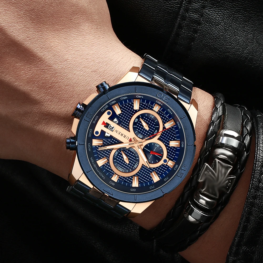 Relogio Masculino CURREN Мужские часы для роскошного бренда бизнес Стальные кварцевые часы повседневные водонепроницаемые мужские наручные часы с хронографом