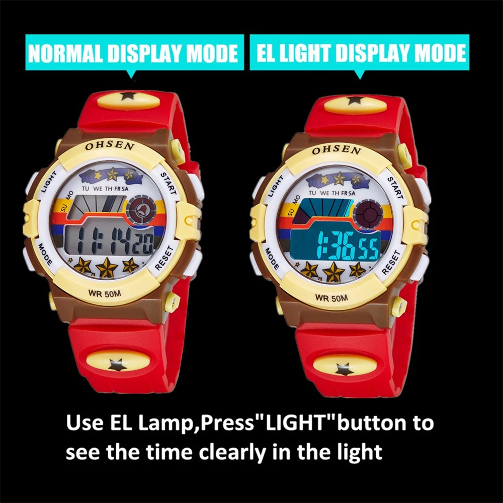 TOP 2017 OHSEN Brand Digital Quartz Watch Children Boy 50M Waterproof Watches Blue Silicone Strap LCD Backlight Alarm Clock (17)