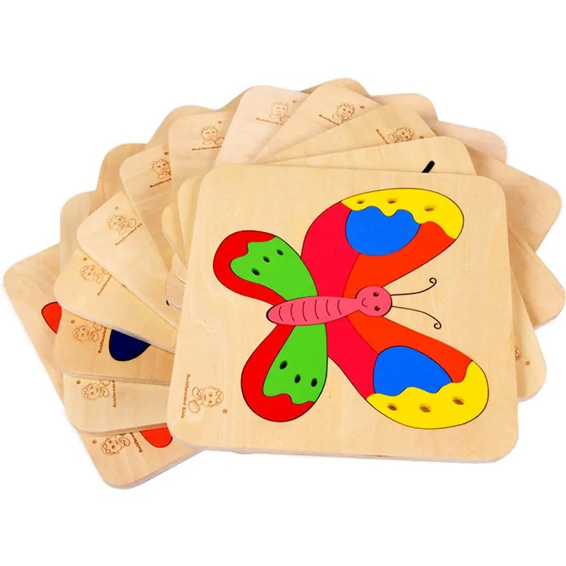 

Children's 3D Animal Dinosaur Beetles Butterfly Fish Wooden Puzzle Toy Kids' Wood Puzzle Toy Cartoon Animal single layer puzzles