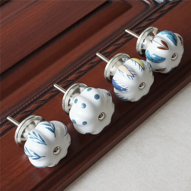 Best Offers Ceramic Knobs Dresser Knob Colorful Cabinet Pulls Knobs Blue / Unique Kitchen Door Handle Knob Furniture Hardware