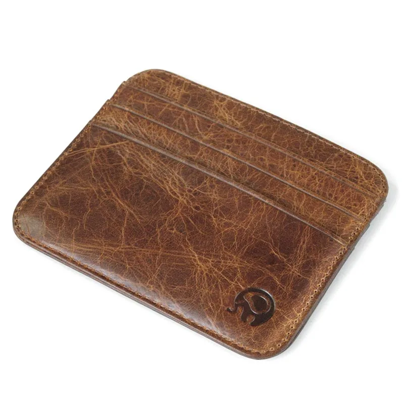 

Men Women Purse Cow Leather Wallet Card Holder Thin Coin Pocket Casual Billfold BS88