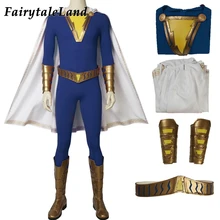 Shazam костюм необычный Синий Комбинезон Хеллоуин костюм супергерой костюм Shazam наряд плащ сапоги пояс на заказ