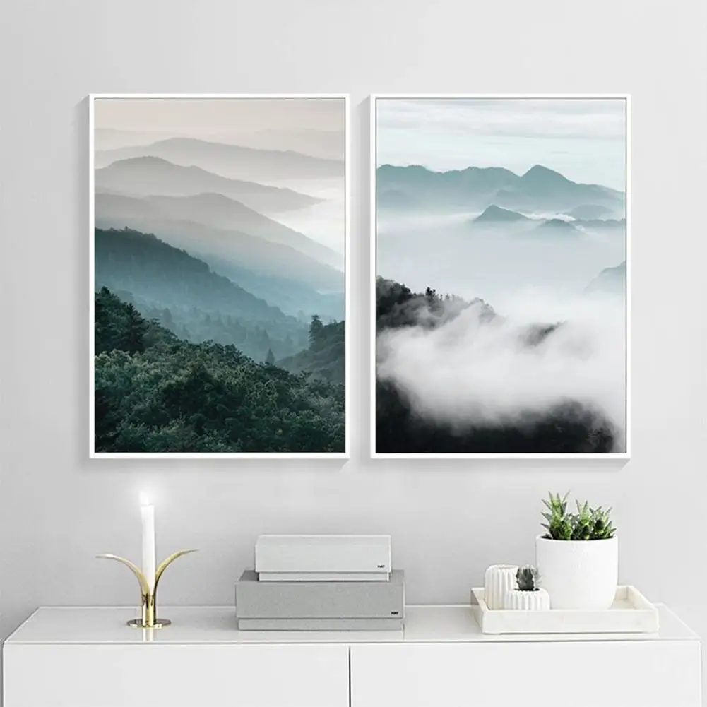 

Mountain Forest Unframed Canvas Picture Home Cafe Wall Hanging Painting Decor