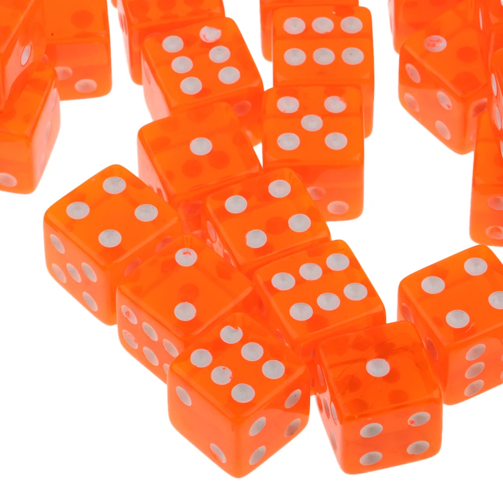 100pcs 6-sided Game Dice 15mm Dice for Board Games and Teaching Math Children Number Learning Teaching Camping Game