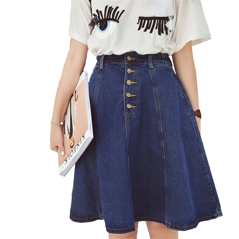Красивые модные джинсовые юбки женские трапециевидные джинсы юбка на пуговицах спереди женская джинсовая юбка A554
