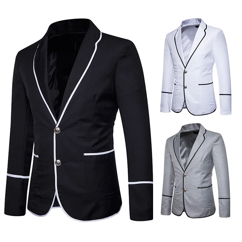 

Autumn Men's Blazer Suit Wedding Party Dress male Blazer Suits business Slim Fit Jackets Coat Fashionable white/black/grey