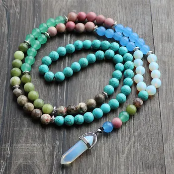 

Trendy Female Handmade Necklace Opal Charm Pendants 7 Chakra Natural Stone Necklace Pendant