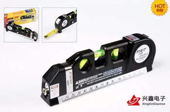 

Wholesale 100pcs/lot Multifunctional DIY Laser Guide Leveler Straight Project Line Measuring Level Tools Rulers batteries incld