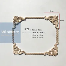 1 шт. 8*8 для домашней мебели настенный шкаф декор двери ремесла деревянные наклейки с резьбой угловой Onlay аппликация винтажная Неокрашенная рамка