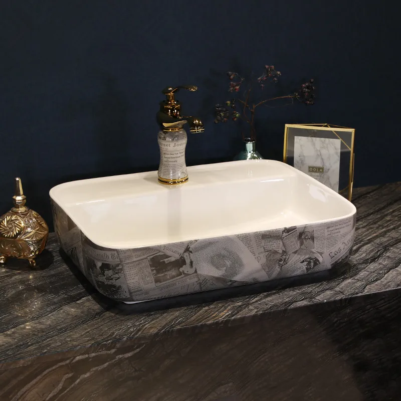 Europe Vintage Style Ceramic Art Basin Sink Counter Top Wash Basin