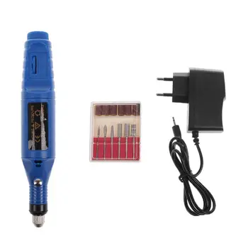 

Professional Electric Manicure Machine Nail Drill Art Pedicure File Polish Pen Shape with 6pcs Sanding Bits EU Power Adapter