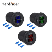10 24V Car Boat Motorcycle LED Digital Dual Voltmeter AUX Main Voltage Gauge font b Battery