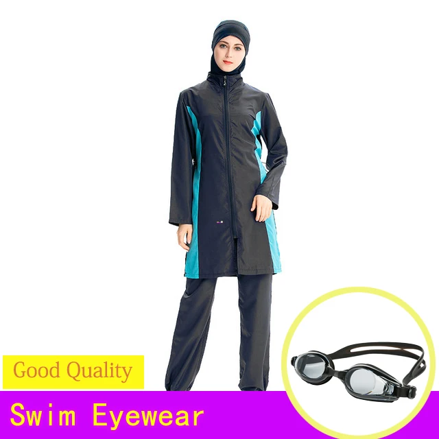 Скромный купальный костюм размера плюс, 2 шт., хиджаб, Женский скромный костюм, Мусульманский купальник, бренд Muslimah - Цвет: Black-2