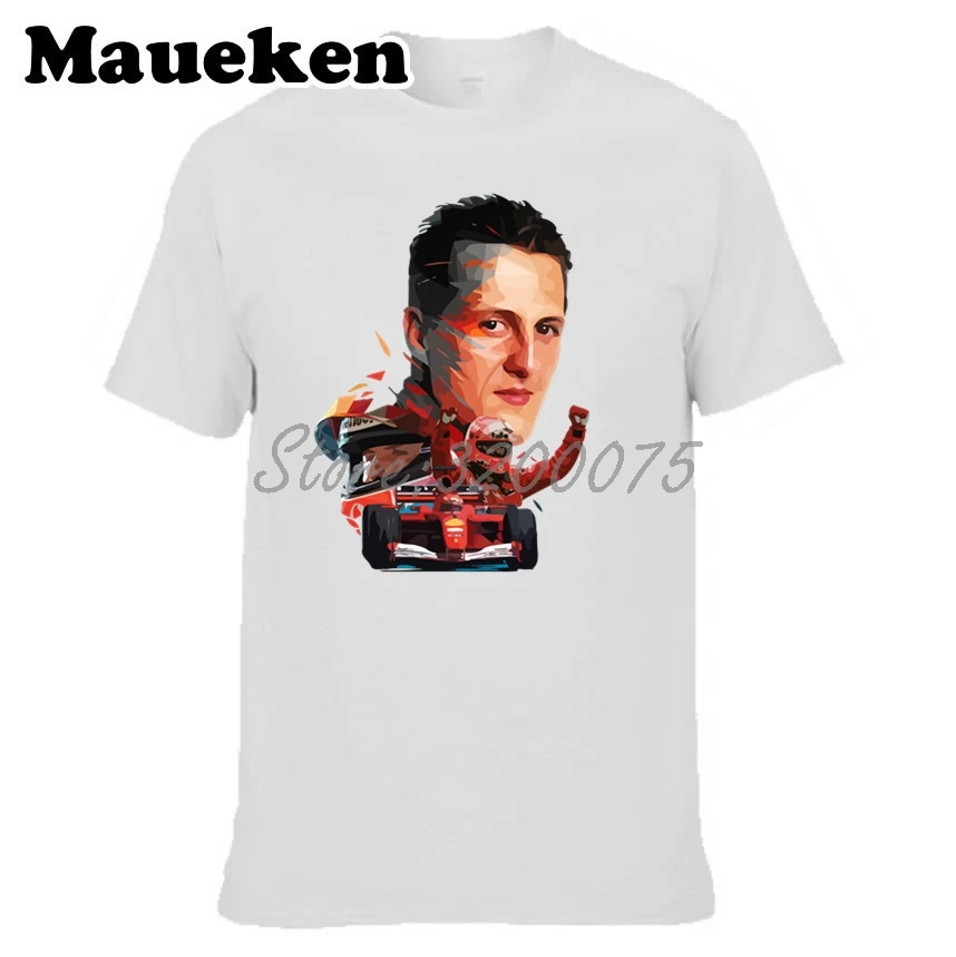 Мужская футболка Michael Schumacher 1 racing driver seven time Formula одежда чемпиона мира с круглым
