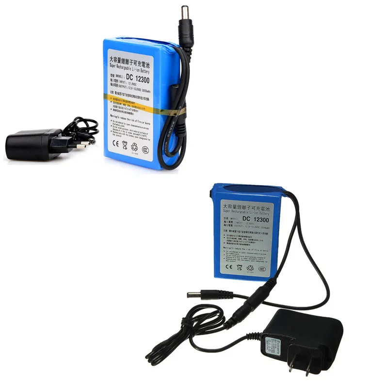 Штепсельная Вилка US/EU DC-12300 DC12300 DC 12V 3000mAh Портативная литий-ионная аккумуляторная