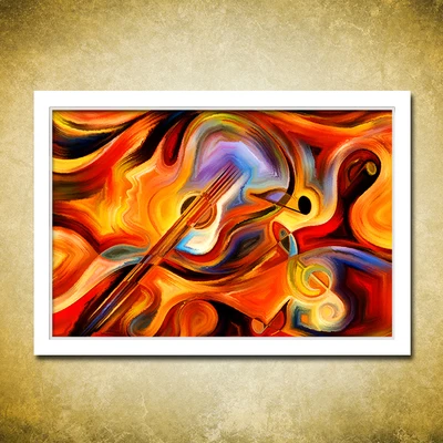 

Abstract beauty guitar music instrument DIY digital oil painting sea view decoration European style