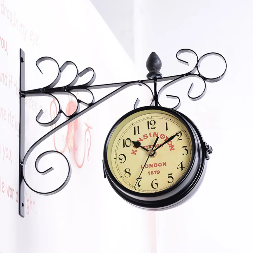 

AsyPets Double-Side Wall Mount Clock with Mute Movement Home Office Hotel Decoration Gift -40