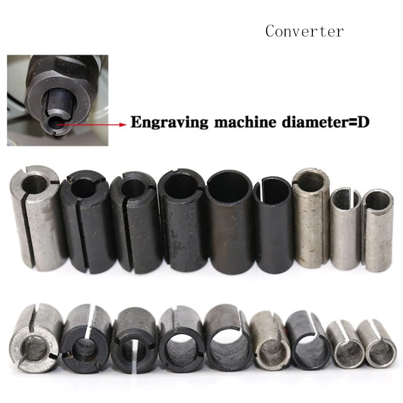 

9 pcs Milling Cutter Transfer Chuck Set Converter Adaptor Connector For Electric Router Wood Cutters CNC Router Bit Tool