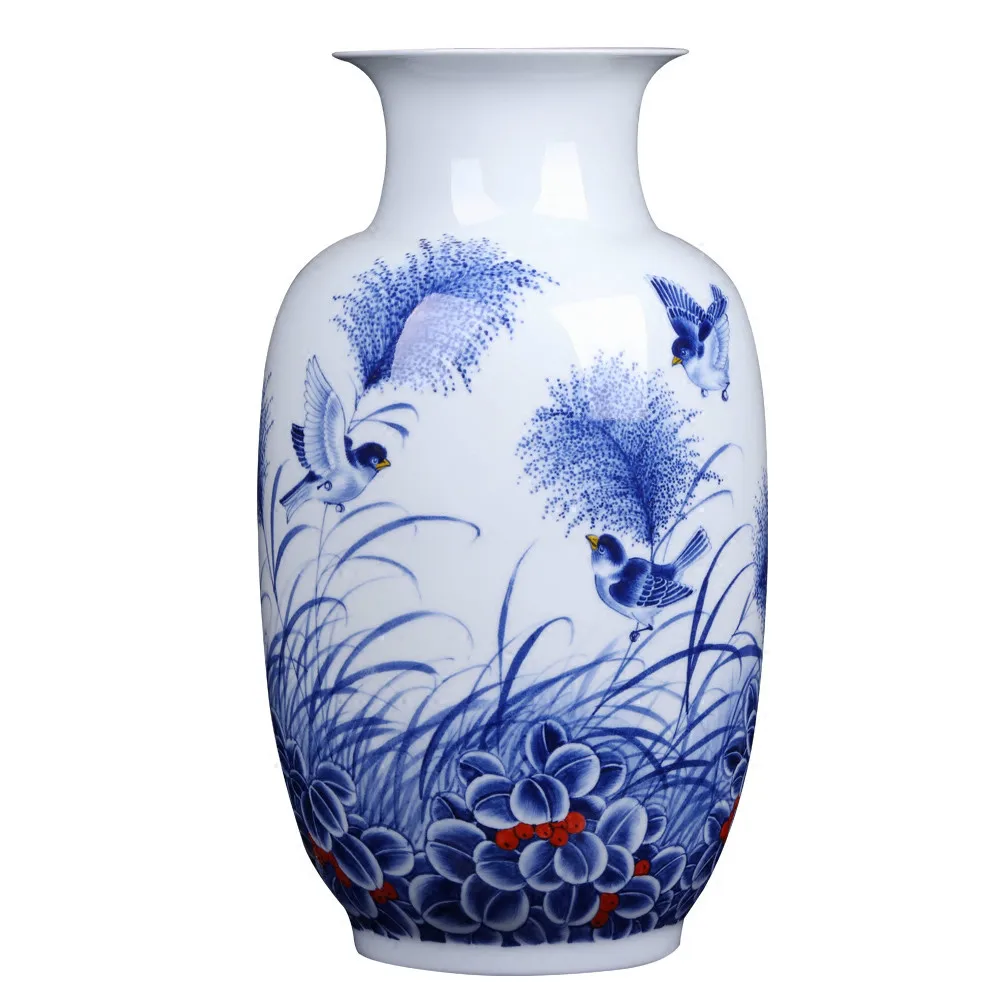 

Jingdezhen Ceramics Decoration Ultrathin Flower Vase Famous Master Hand-painted Fine Porcelain Vase Living Room Decor Art Vase