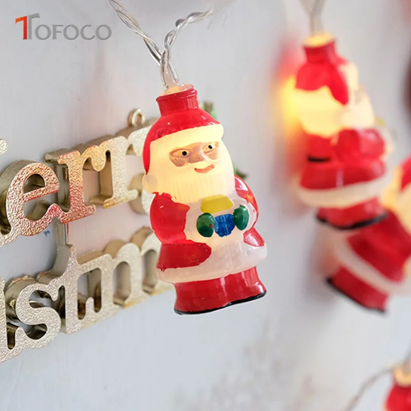 Tofoco 3 м 20 штук Санта Клаус Пластик LED Рождество строки сосулька pandant мигает игрушка подарок Рождество украшения DIY теплый свет