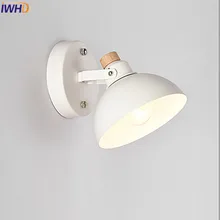 IWHD Wooden Modern LED Wall Lamp Beside Lighting Stairs Bedroom White Color LED Wall Light Sconce Arandela Lampara Pared iwhd vintage glass lampara pared creativeretro iron loft wall lamp black bedroom lighting stairs beside reading light fixture