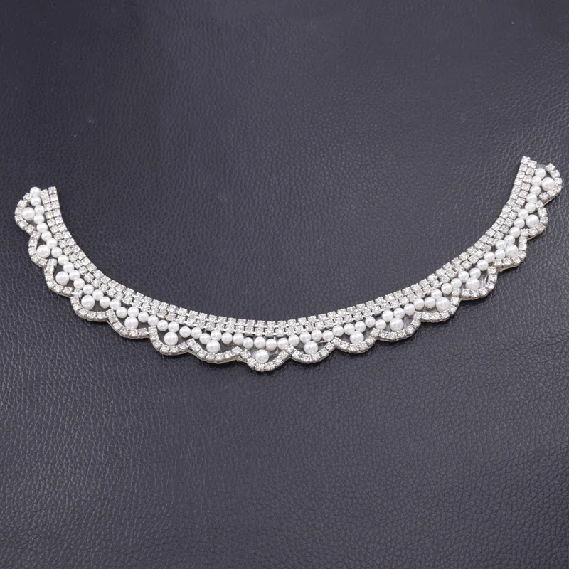 Iron on rhinestones clothing neckline appliques Hotfix sewing patches