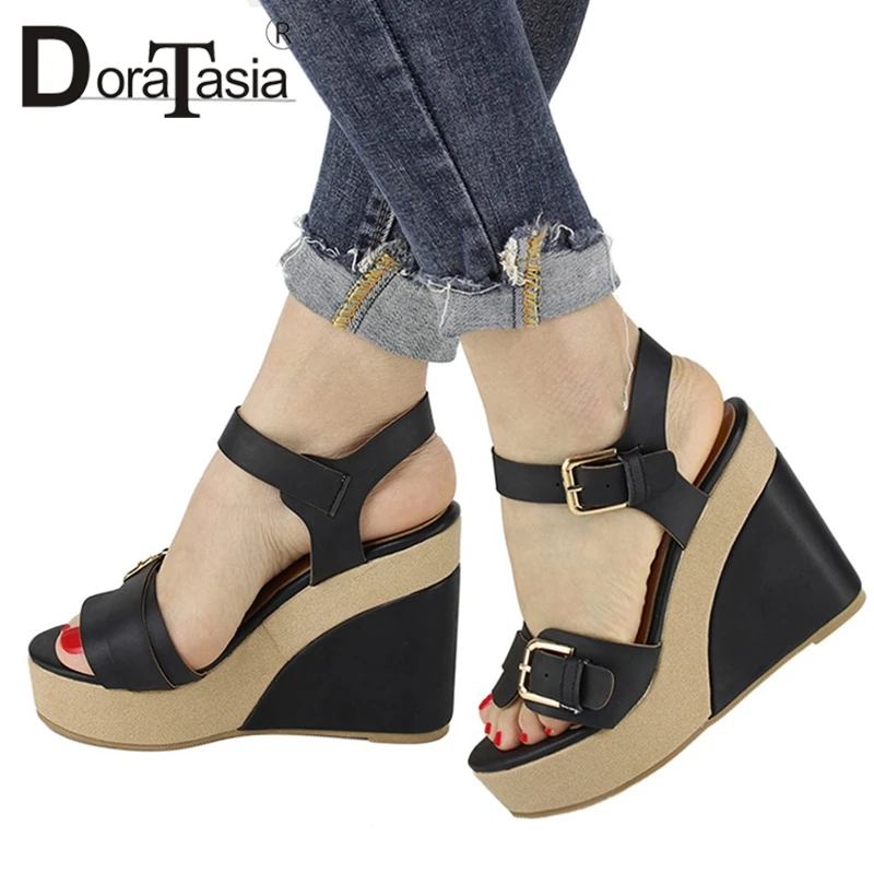

DORATASIA 2019 Vantage Summer Platform Large Size 34-43 Leisure Shoes Woman High heelS Party Date Sandals Women Shoes