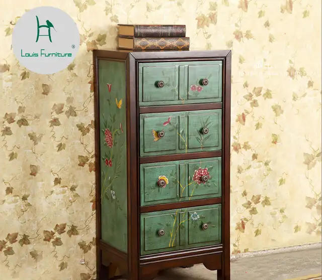 Us 200 0 Louis Fashion American Pastoral Painted Furniture Green Chest Locker Side Bedroom Corner Cabinet Table In Living Room Cabinets From
