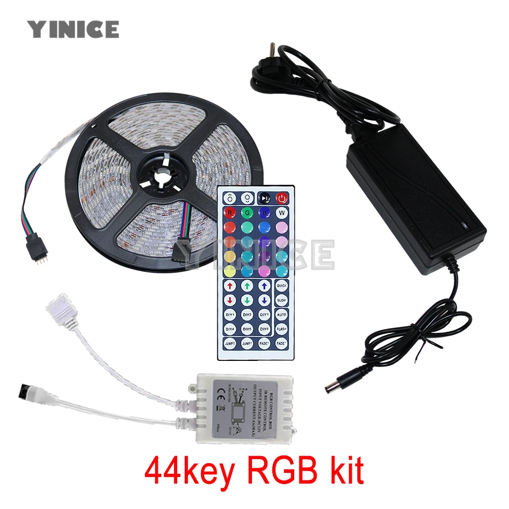 Светодиодные ленты Комплект DC12V SMD 5050 RGB RGBW диода Водонепроницаемый светодио дный ленты + пульт дистанционного управления + Мощность питания