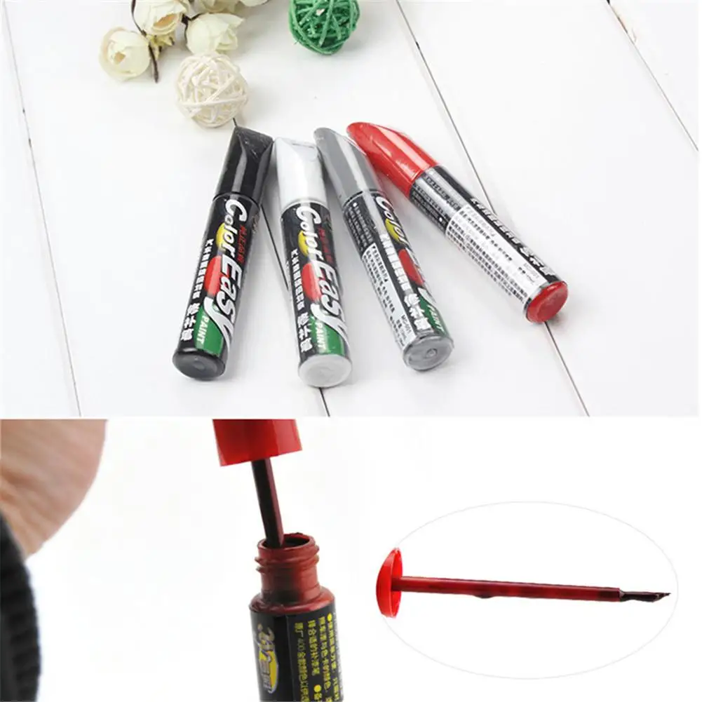 12ML Car Paint Scratches Repair Pen Brush Waterproof Paint Marker Pen Car Tread Care Automotive Maintain Black White Red Silver