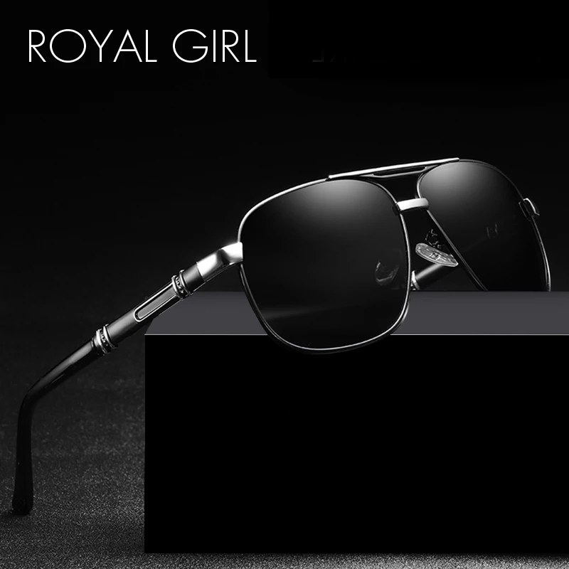 

ROYAL GIRL Polarized Sunglasses Men Brand Designer Classic Pilot Sun Glasses Male Driving Black Brown Frame UV400 Eyewear MS089