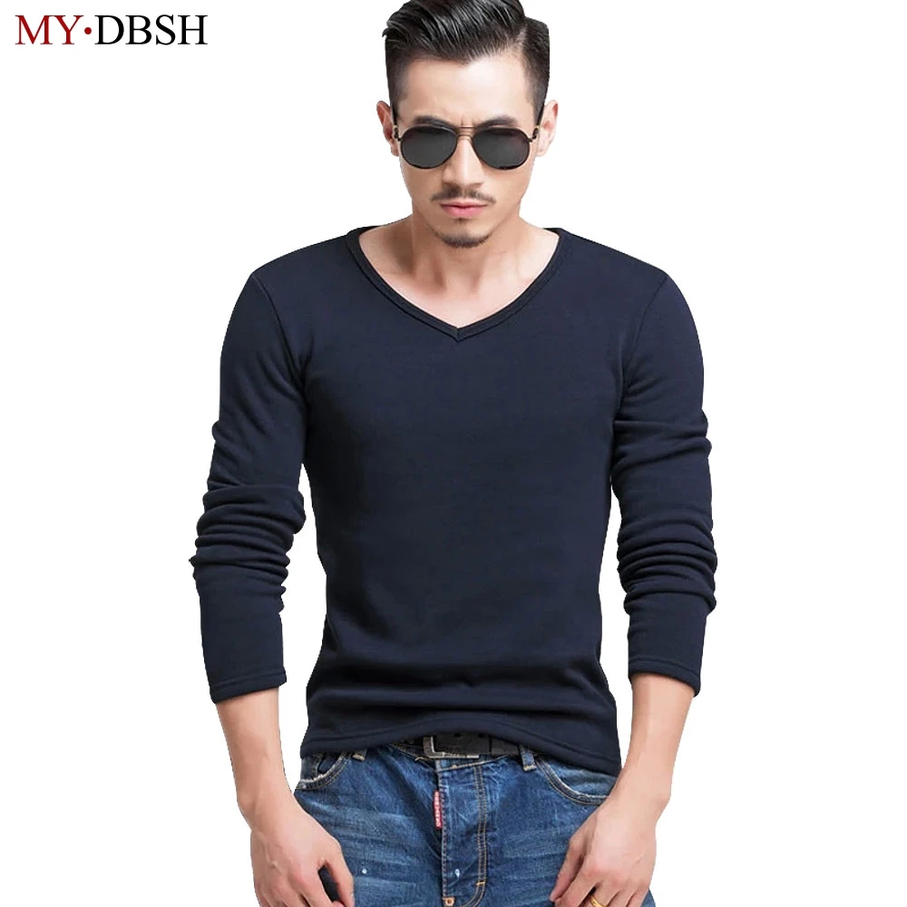 MYDBSH Brand High Quality Men Velvet tshirt Big Size S 5XL Warm Thermal