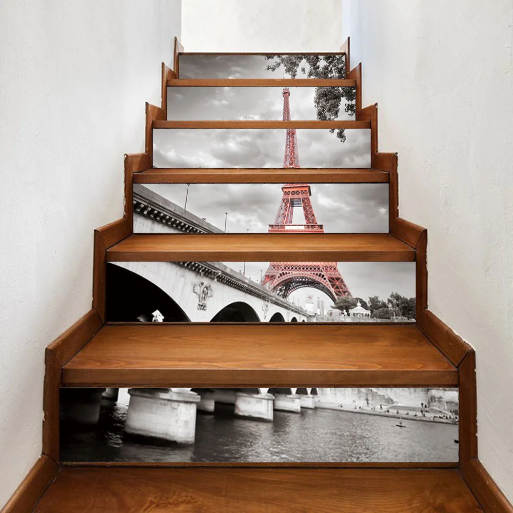 

France Tower 3D Stair Wall Stickers Risers Decoration Photo Mural Vinyl Decal Wallpaper Restaurant Wallpaper Home Decorate