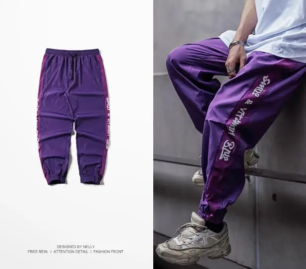 2018 Sweetown Harajuku Хип Хоп штаны-карго для мужчин s Sweatswear брюки девочек печати боковой