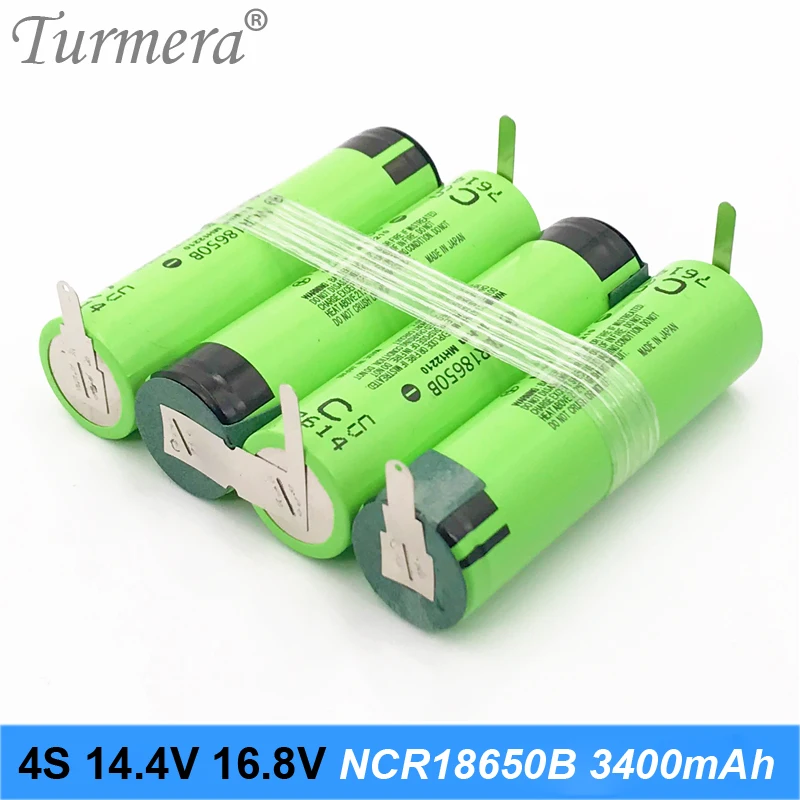 4s батарея 18650 пакет ncr18650b 3400mah 16 8 v 14 4 сварочный припой для отвертки инструменты по