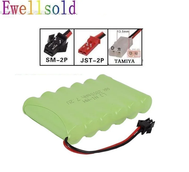 

Ewellsold 7.2v 2800mAh Ni-MH rechargeable battery with JST/SM/TAMIYA Plug for RC car RC truck RC boat RC tank