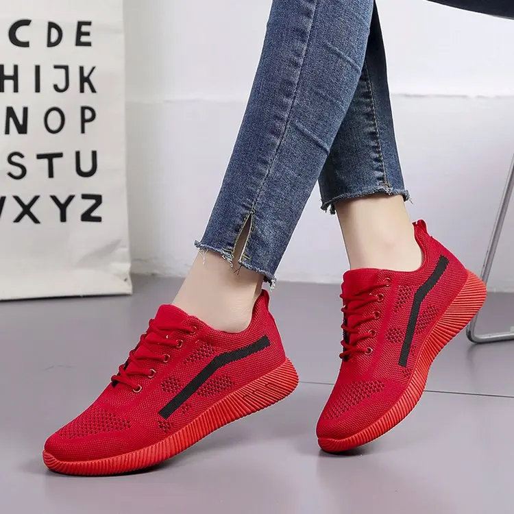

Mhysa 2019 Little red shoes female summer new hollow versatile breathable flying woven lace up mesh casual shoes sneakers L371