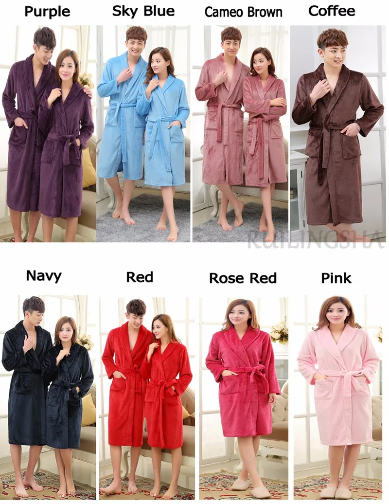 mens silk pajamas short set Lovers Dress for Men and Women Warm Super Soft Flannel Coral Fleece Long Bath Robe Mens Kimono Bathrobe Male Dressing Gown Robes mens tall pajama pants