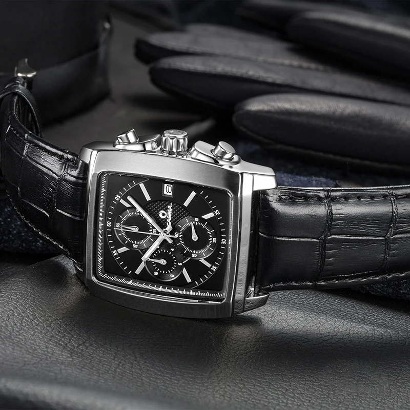 Роскошные Брендовые мужские часы, модные деловые классические мужские кварцевые наручные часы с кожаным ремешком, водонепроницаемые 100 м CASIMA#5115
