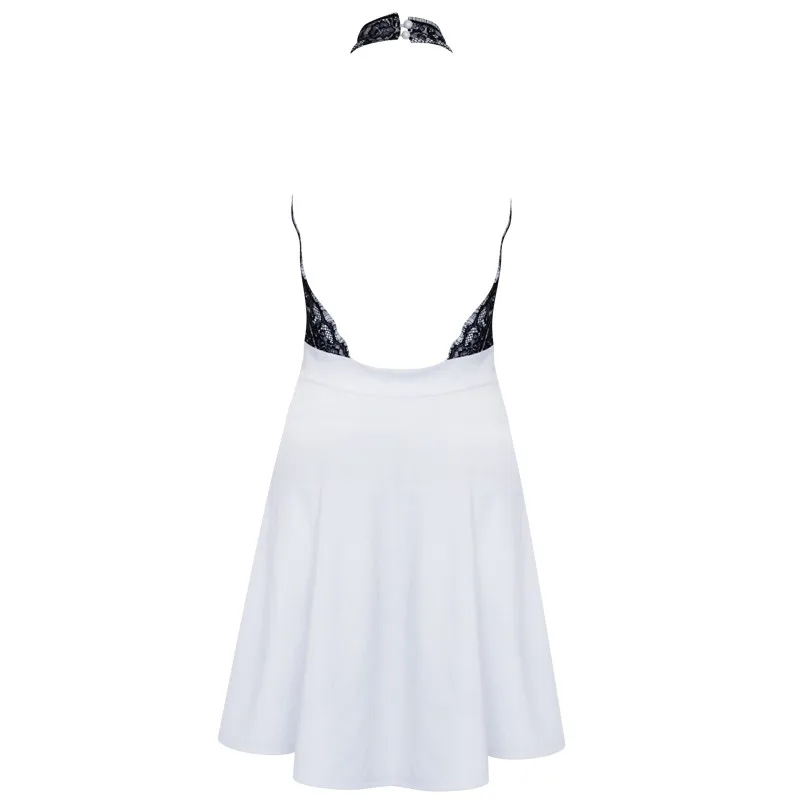 2016 New Cut Above Knee O-Neck Backless Woman Summer Dresses Sleevelss A-Line White Women's Casual Party Dress Vestidos W850460 (5)