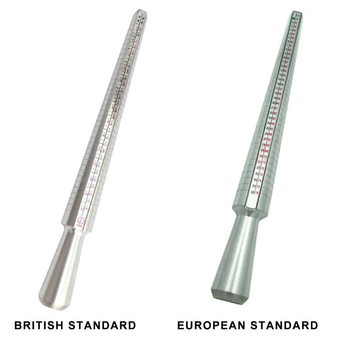 Silver Metal EU UK Ring Size Mandrel Stick Finger Gauge Ring Sizer Measuring Jewelry Tool Shellhard Standard Tools & Equipments