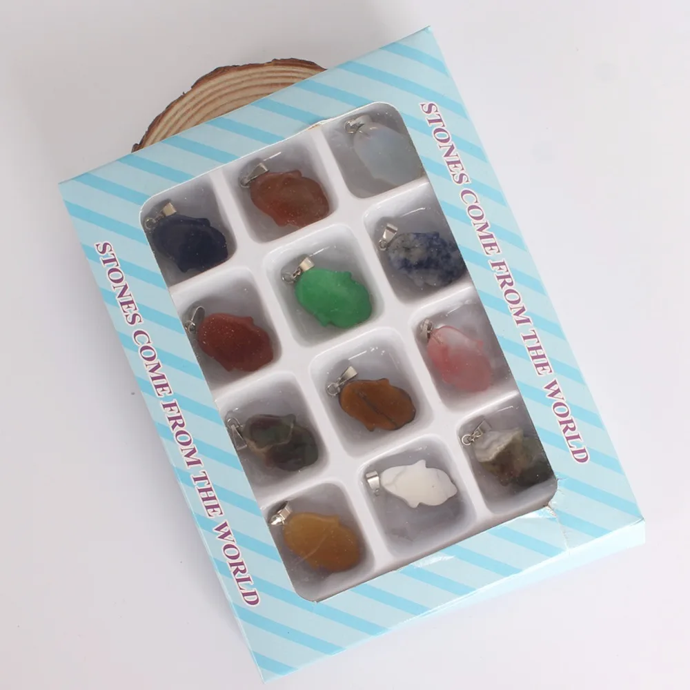 

12 pcs Natural Gemstone Necklace Pendant 15*21mm corn Pendant Yellow Tiger Eye Red Jasper Rose Quartz Stone Charms Jewelry
