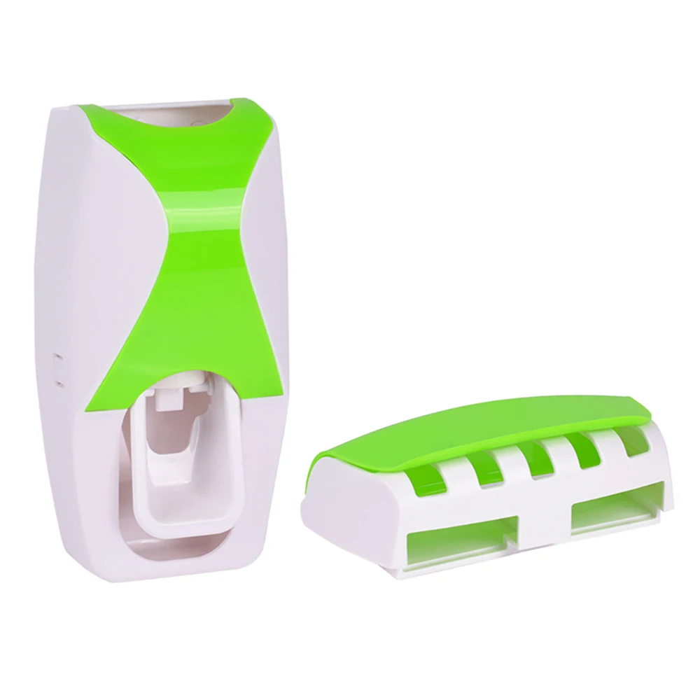 1 компл. Автоматический зубная паста диспенсер набор 5 зубная щетка держатель настенное крепление Ванная комната принадлежности туалетные принадлежности - Цвет: Зеленый