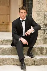 Новый заказ черные мужские свадебные костюмы жениха костюмы Свадебные смокинги формальный повод праздничные костюмы 2 шт. (куртка + брюки)