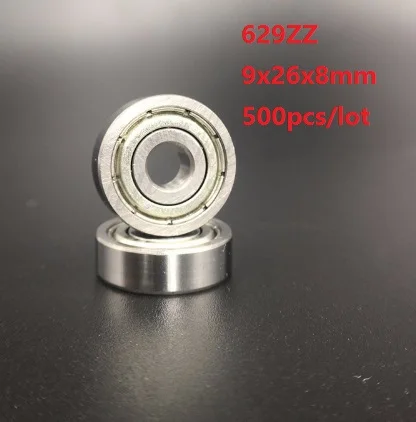 

500pcs/lot 9x26x8mm 629ZZ 629-ZZ 629 ZZ Z 9*26*8mm Double metal cover Deep Groove Ball bearing Miniature Ball Bearings 629Z