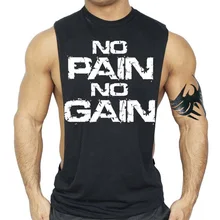 Zogaa men NO PAIN NO GAIN с принтом для бодибилдинга, мужская тренировочная майка, майка для фитнеса, летние тренажерные залы, одежда, топы, тренировки