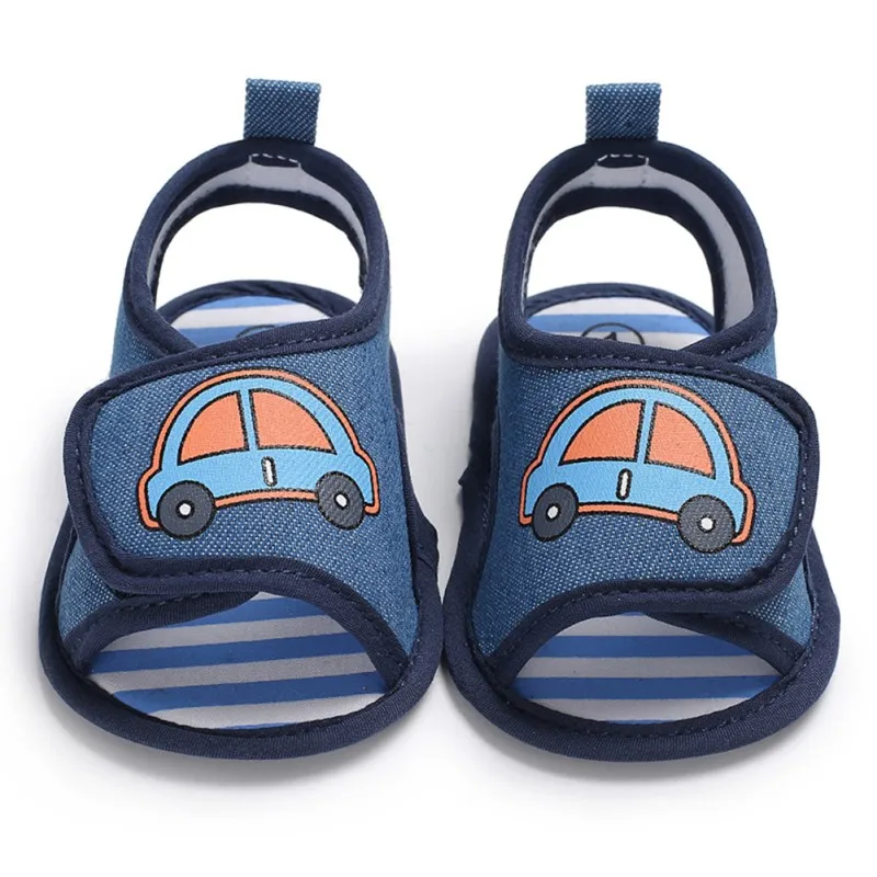 

Newborn Baby Boys Toddler Shoes Infant First Walker Cartoon Car Print Crib Footwear Blue Soft Sole Fashion Child walker Shoes