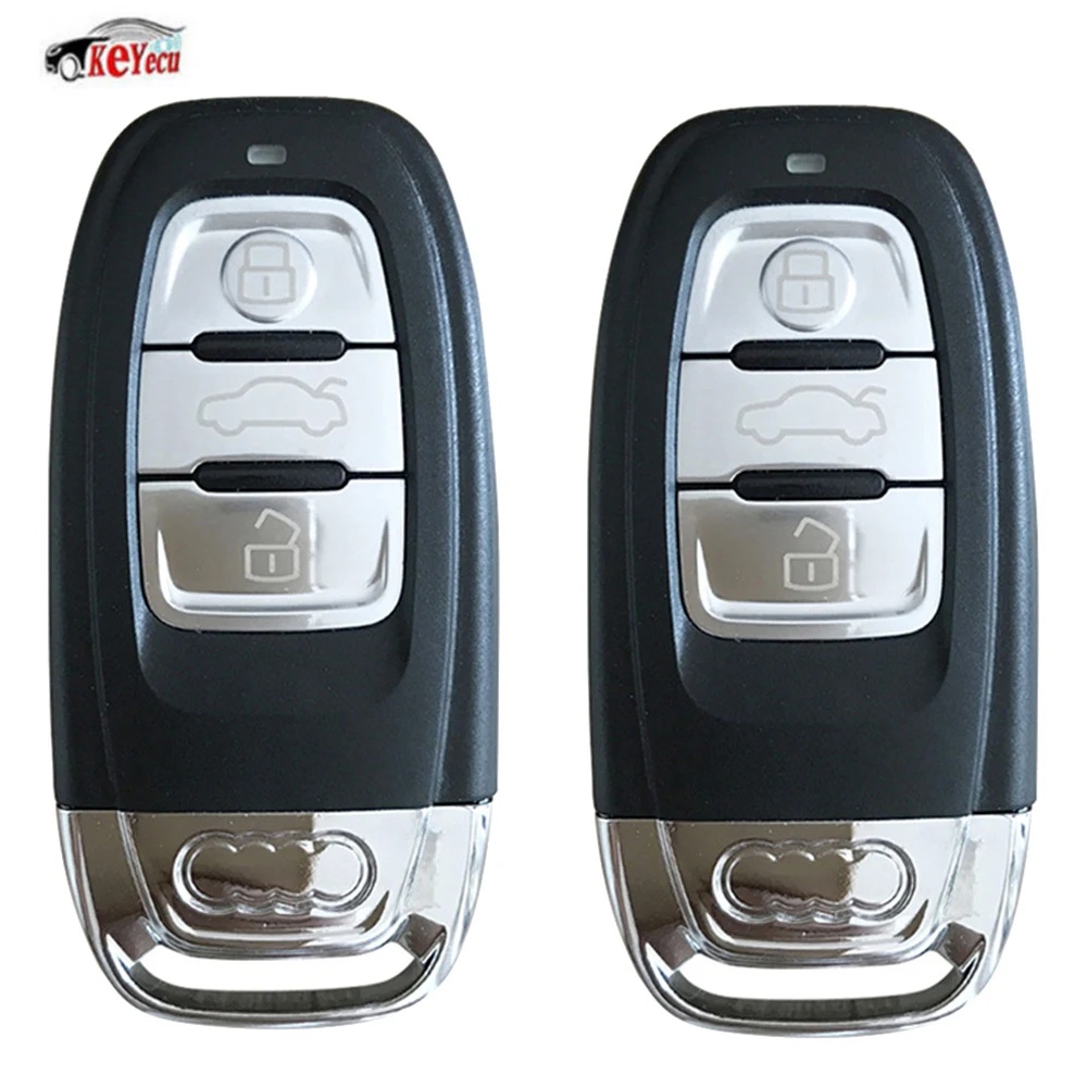 

KEYECU 2Pcs/lot Smart Remote Key Fob 3 Button 315MHz/433MHz/868MHz for 2009-2012 A4L Q5 Part number 8T0 959 754C / 8K0 959 754 G