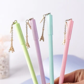 

4Pcs Creative Eiffel Tower Souvenir Pendant Gel Pen Cute Kawaii Girl Pretty School Office Supply Stationery Store Cool Fun Thing